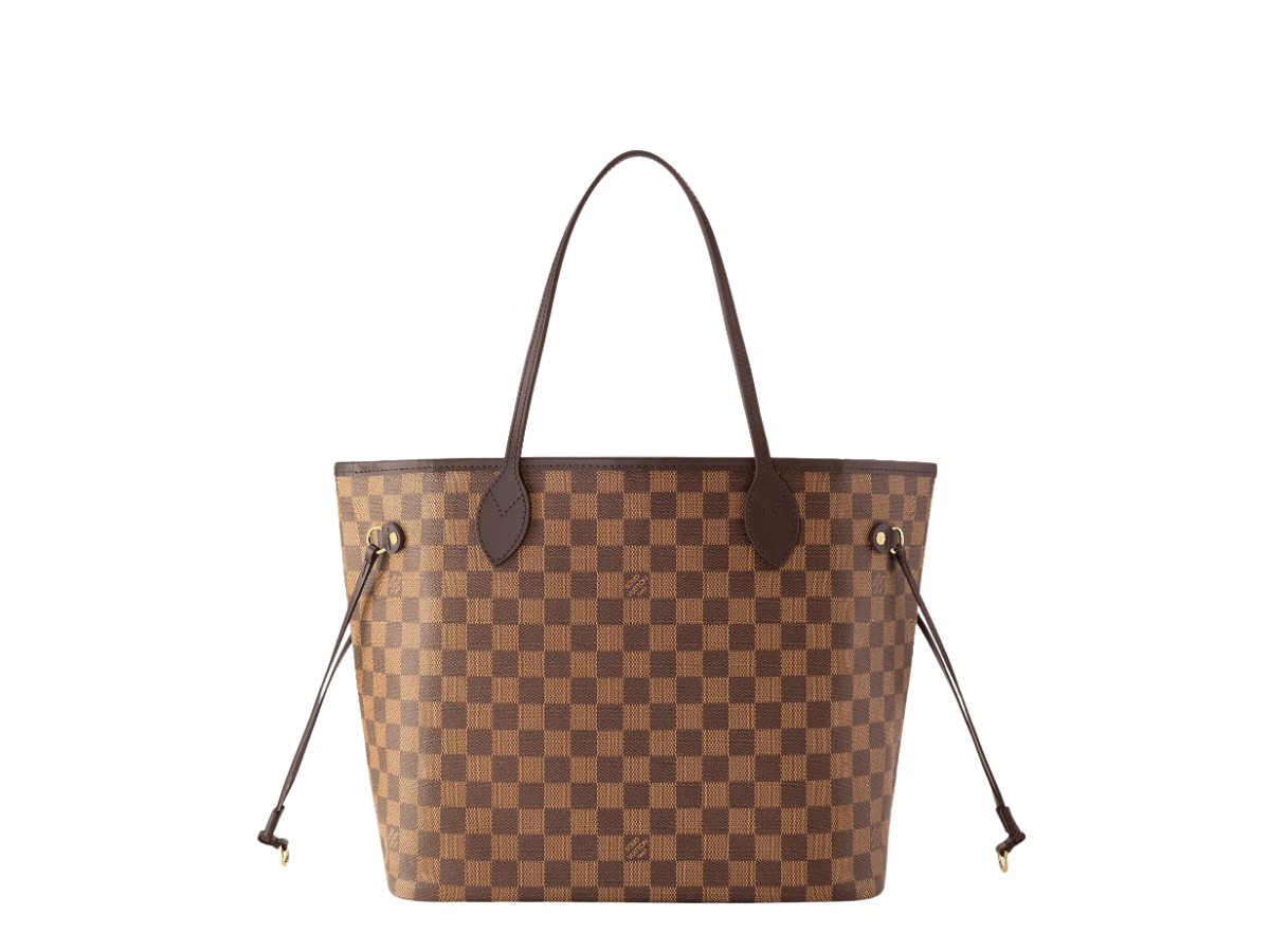 White and Beige Damier Azur Coated Canvas Neverfull MM Gold Hardware