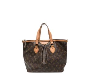 Louis Vuitton Palermo Handbag in Brown Monogram Canvas and Natural