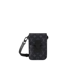 Louis Vuitton S-Lock Vertical Wearable Wallet In Monogram Eclipse Canvas With Black-Color Hardware