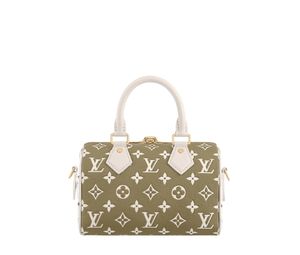 Louis Vuitton Khaki x Beige Leather Monogram Empreinte Speedy 20