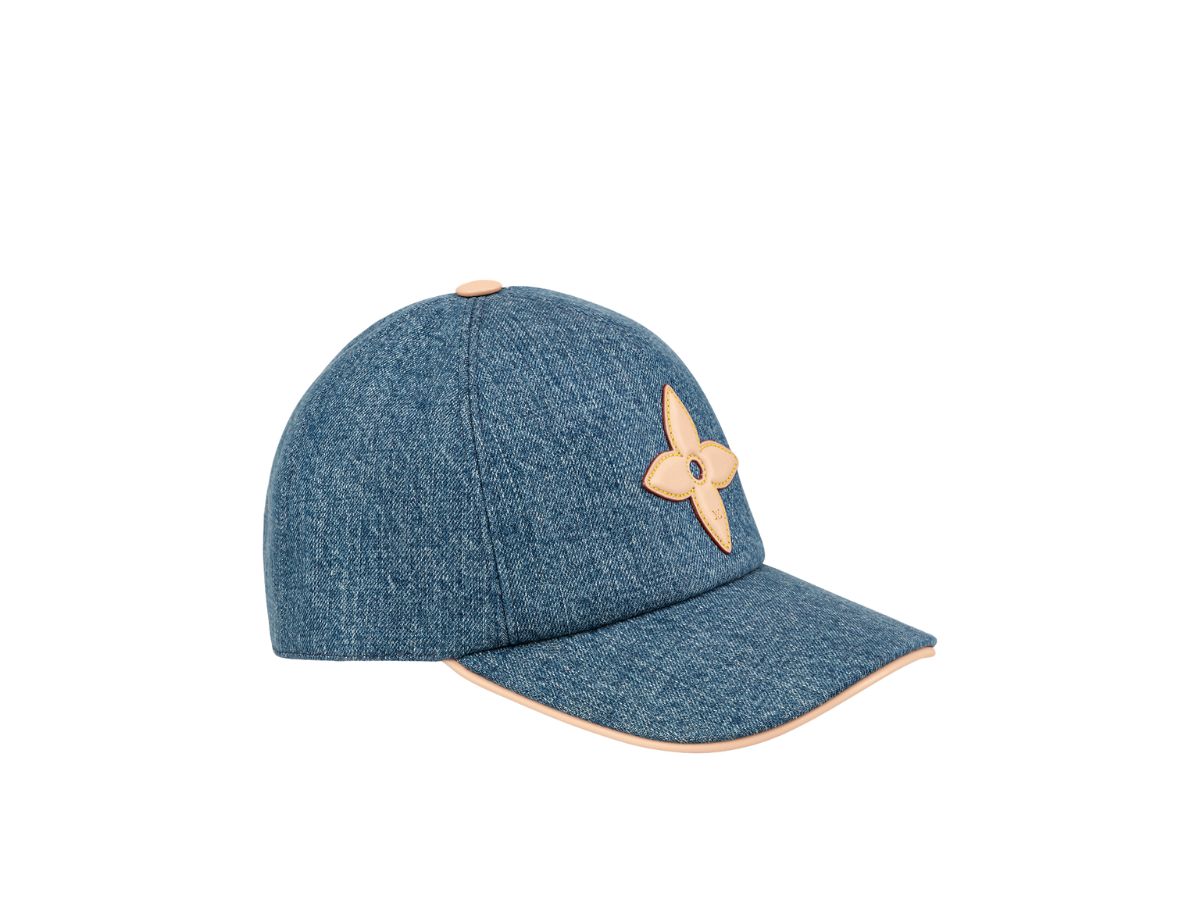 Louis Vuitton Uptown Cap In On-Trend Blue Denim With Natural