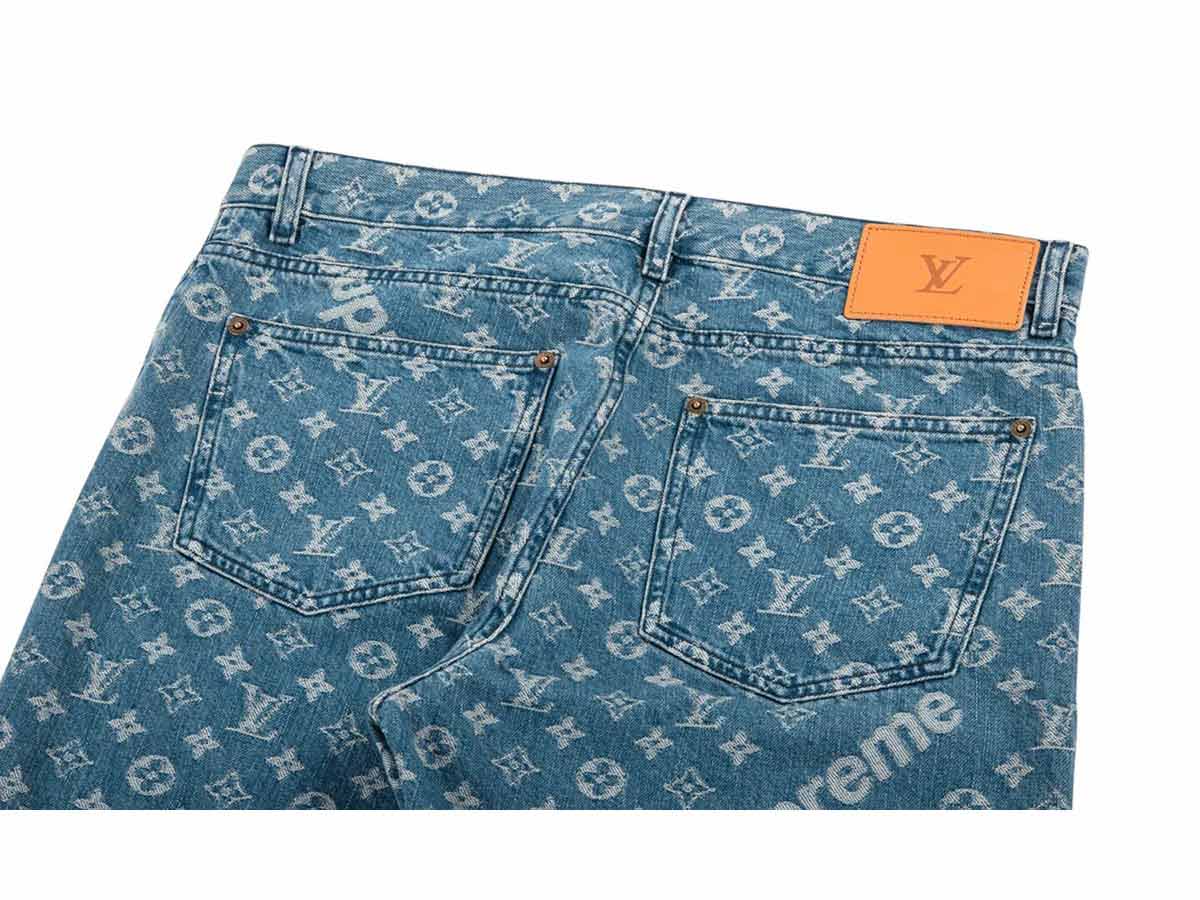 Louis Vuitton x Supreme Indigo Monogram Jacquard Denim Jeans M Louis  Vuitton