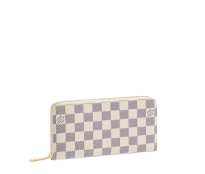 Louis Vuitton Zippy Wallet In Damier Azur Coated Canvas With Gold-Color Hardware Beige