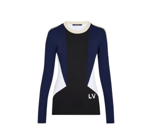 Buy Louis Vuitton Logo Silk Blend Ribbed Knit Blue at Sasom – Authentic and Ready to Ship