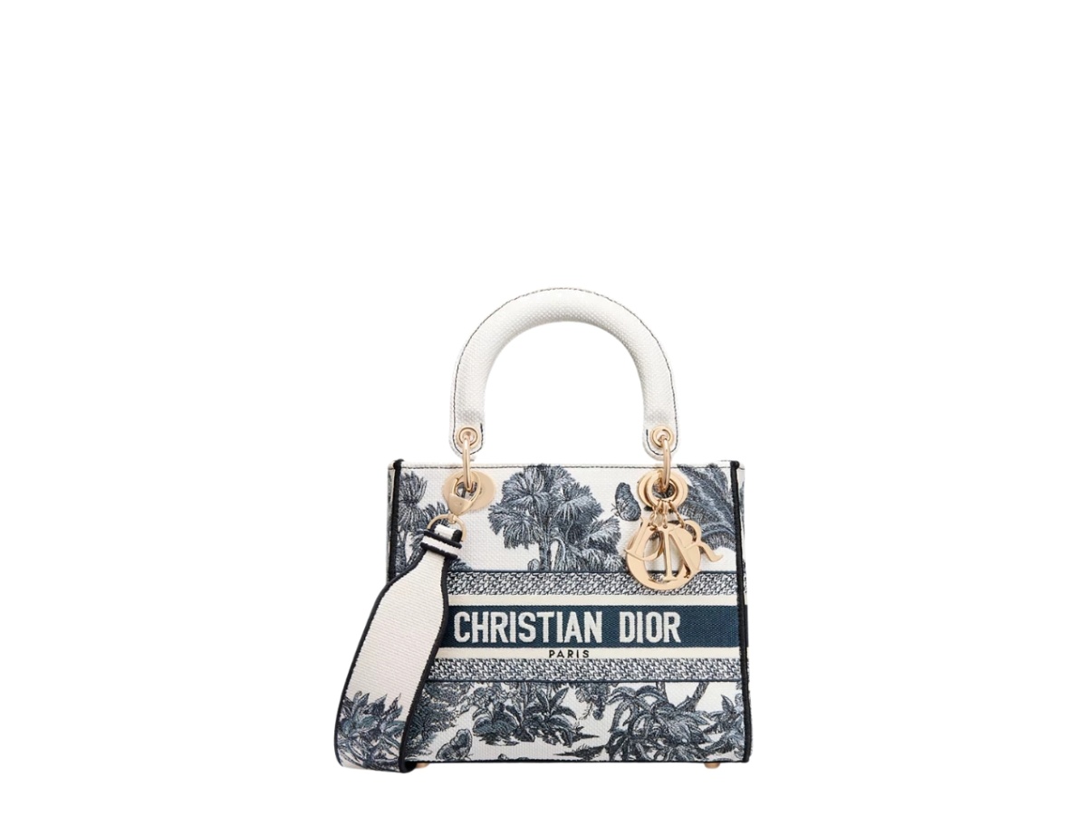 Dior Dioriviera Medium Lady D-Lite Bag In White And Blue