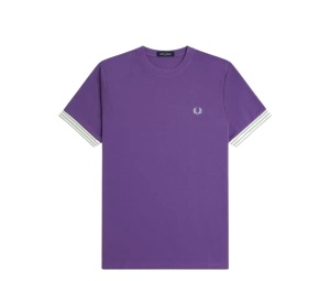 Buy Fred Perry Striped Cuffs Logo T-shirt Purple at Sasom – Authentic and Ready to Ship