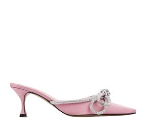 Buy Mach & Mach Double Bow Satin Mule Pink at Sasom – Authentic and Ready to Ship