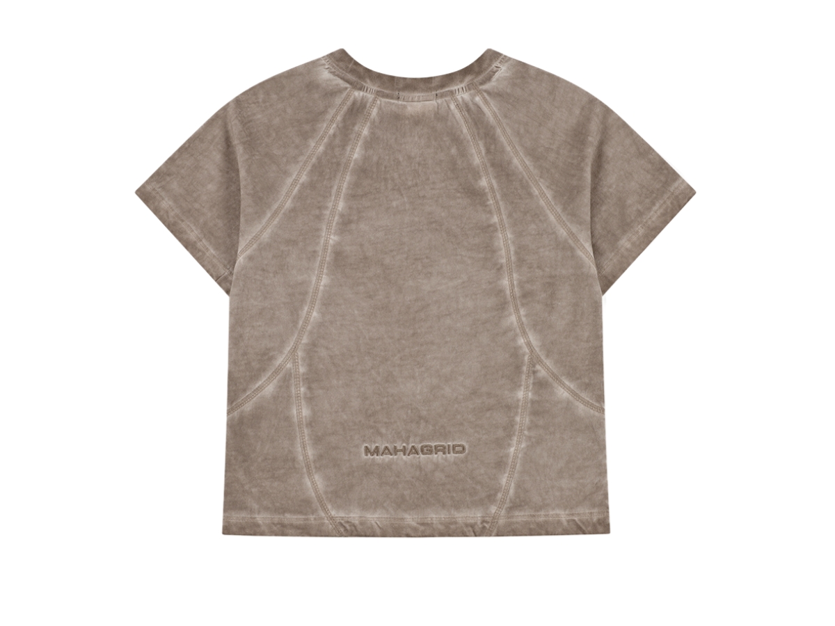 ช้อป Mahagrid Curved Seam Crop Tee Beigeของแท้ที่ SASOM