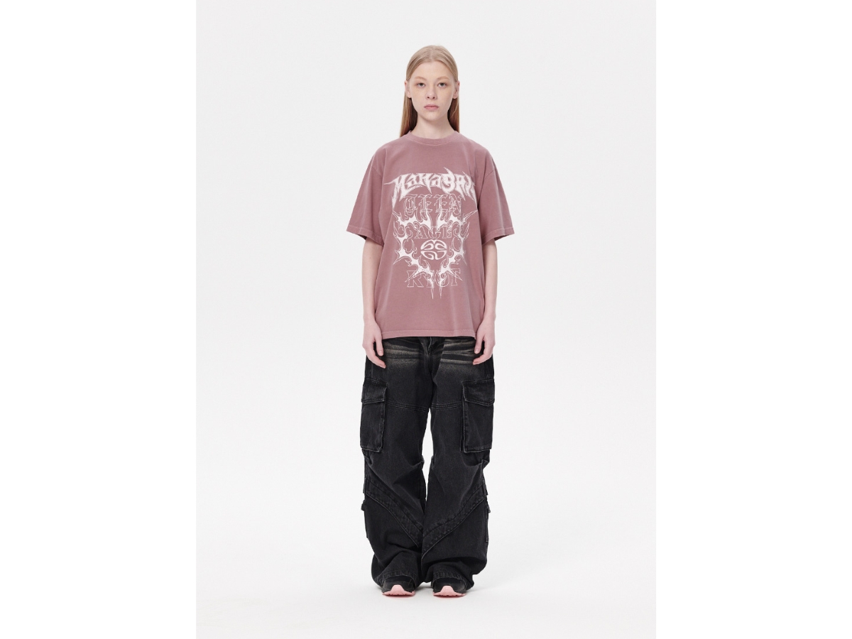 Buy Mahagrid Flame Heart Pigment Tee Pink | SASOM