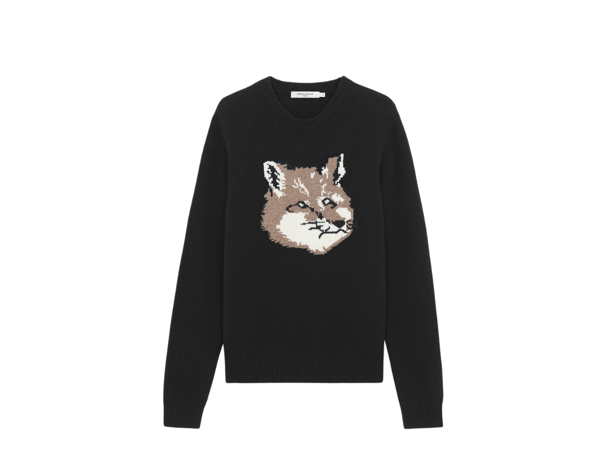 maison kitsune fox head knit