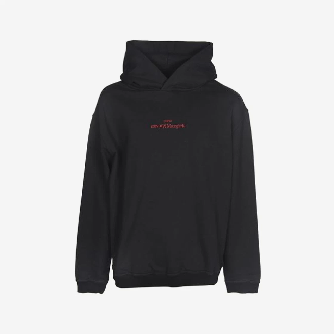 Maison Margiela Upside Down Embroidered Logo Hoodie Black Red