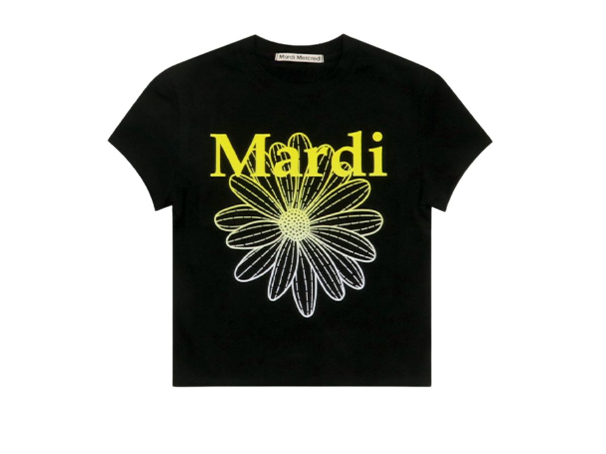 Mardi Mercredi Cropped Tshirt Flowermardi Gradation Black Yellow