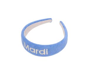 Buy Mardi Mercredi Hair Band Logo Embellishment Terry Blue White at Sasom – Authentic and Ready to Ship