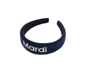Buy Mardi Mercredi Hair Band Logo Embellishment Terry Navy White at Sasom – Authentic and Ready to Ship