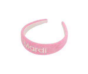 Buy Mardi Mercredi Hair Band Logo Embellishment Terry Pink White at Sasom – Authentic and Ready to Ship