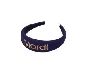 Buy Mardi Mercredi Hair Band Logo Metallic Needlework Navy Gold at Sasom – Authentic and Ready to Ship