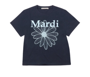 Mardi Mercredi Mardi Slim T-Shirt Flower Navy Sky