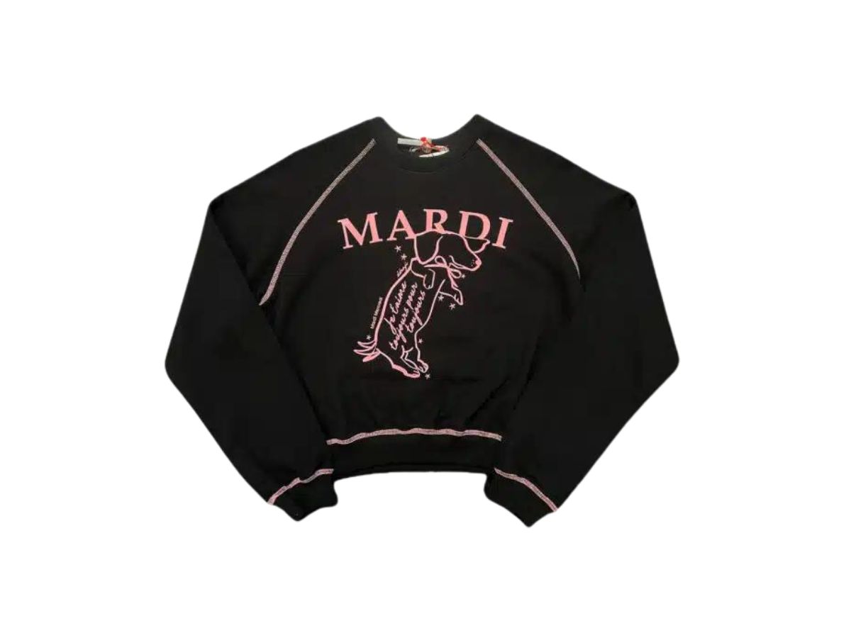 SASOM | apparel Mardi Mercredi Raglan Swing The Tail DDANJI Crewneck Black  Pink Check the latest price now!