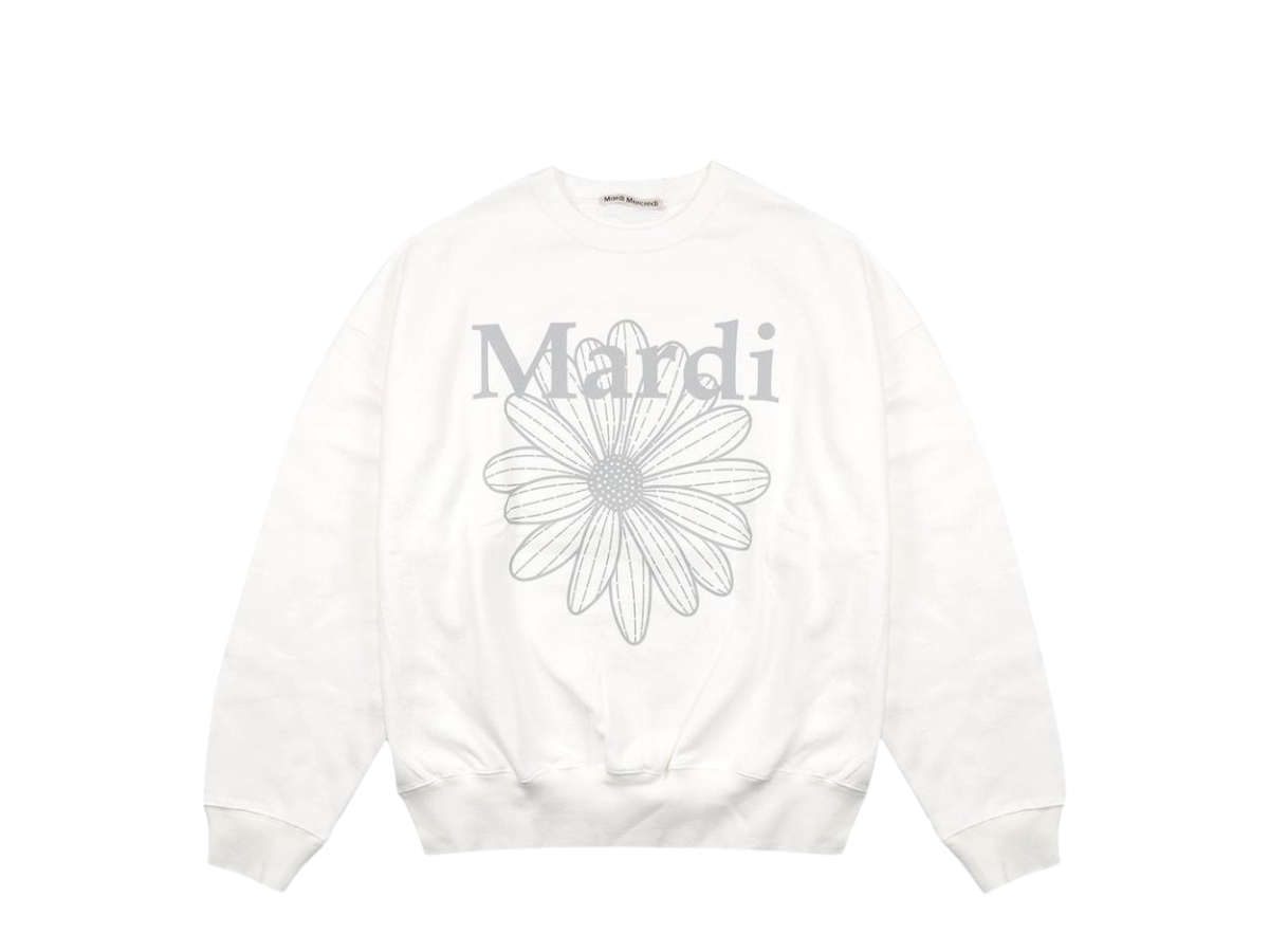 ●Mardi Mercredi●UNISEX SWEATSHIRT FLOWERMARDI_WHITE GREY Mardi Mercredi Flower Mardi Sweatshirt (Grey Ivory) – The