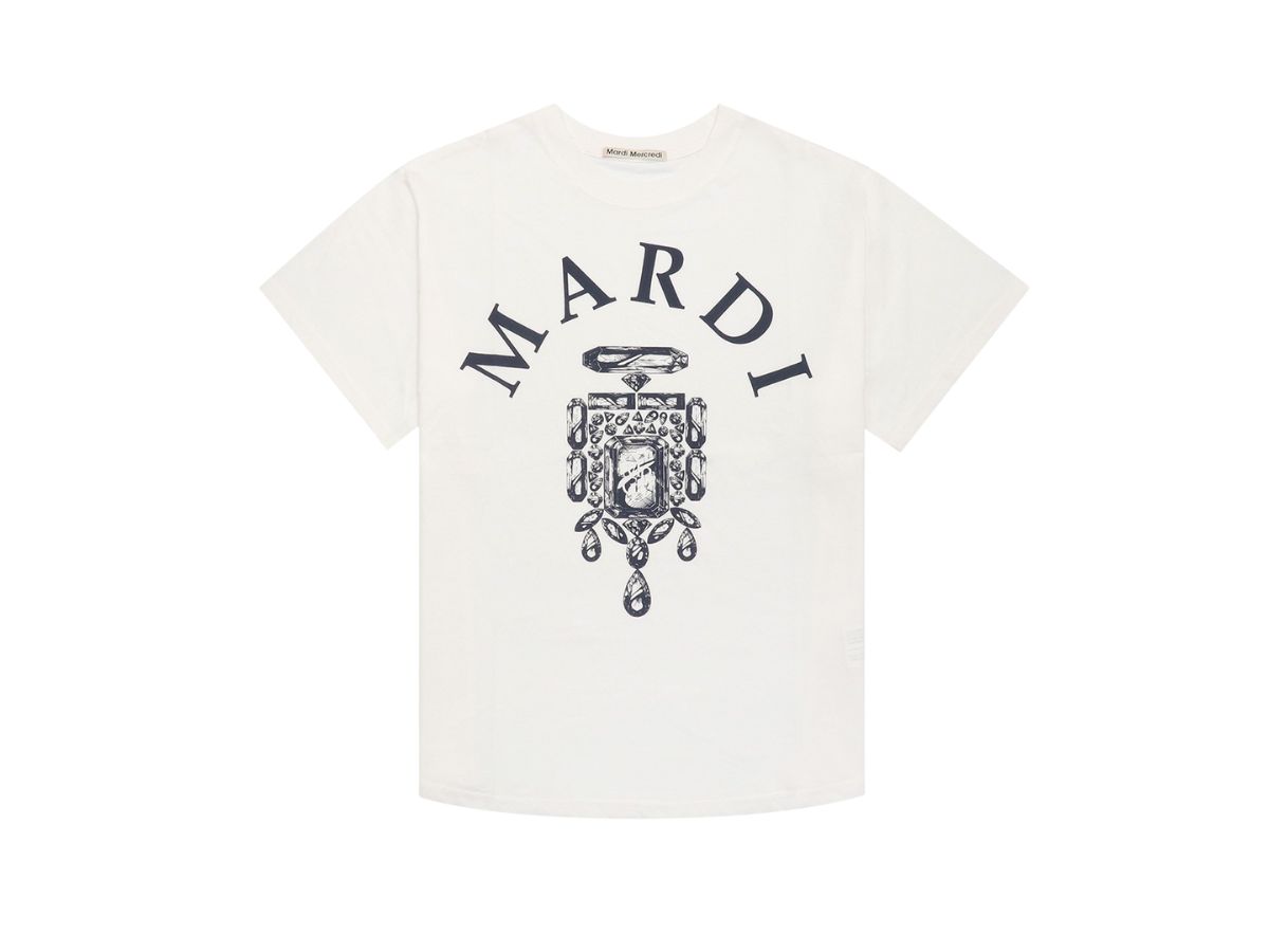 SASOM | เสื้อผ้า Mardi Mercredi Tshirt Bijou Mardi Ivory Navy เช็ค