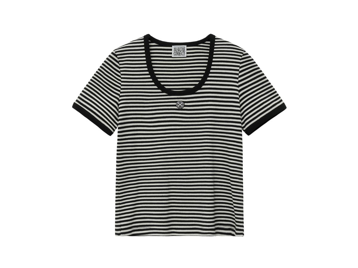 Tシャツ・カットソー Marithe + Francois Girbaud W DEEP NECK RINGER TEE white bla W DEEP NECK RINGER TEE white / black - MARITHE FRANCOIS GIRBAUD