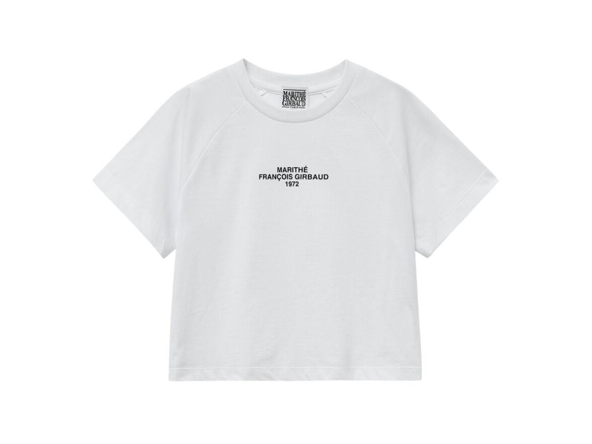 ★Marithe + Francois Girbaud★ W RIBBON GRAPHIC CROP TEE whi W RIBBON GRAPHIC CROP TEE ivory - MARITHÉ+FRANҪOIS GIRBAUD