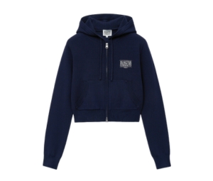 Marithe Francois Girbaud W Classic Logo Crop Knit Hoodie Zip