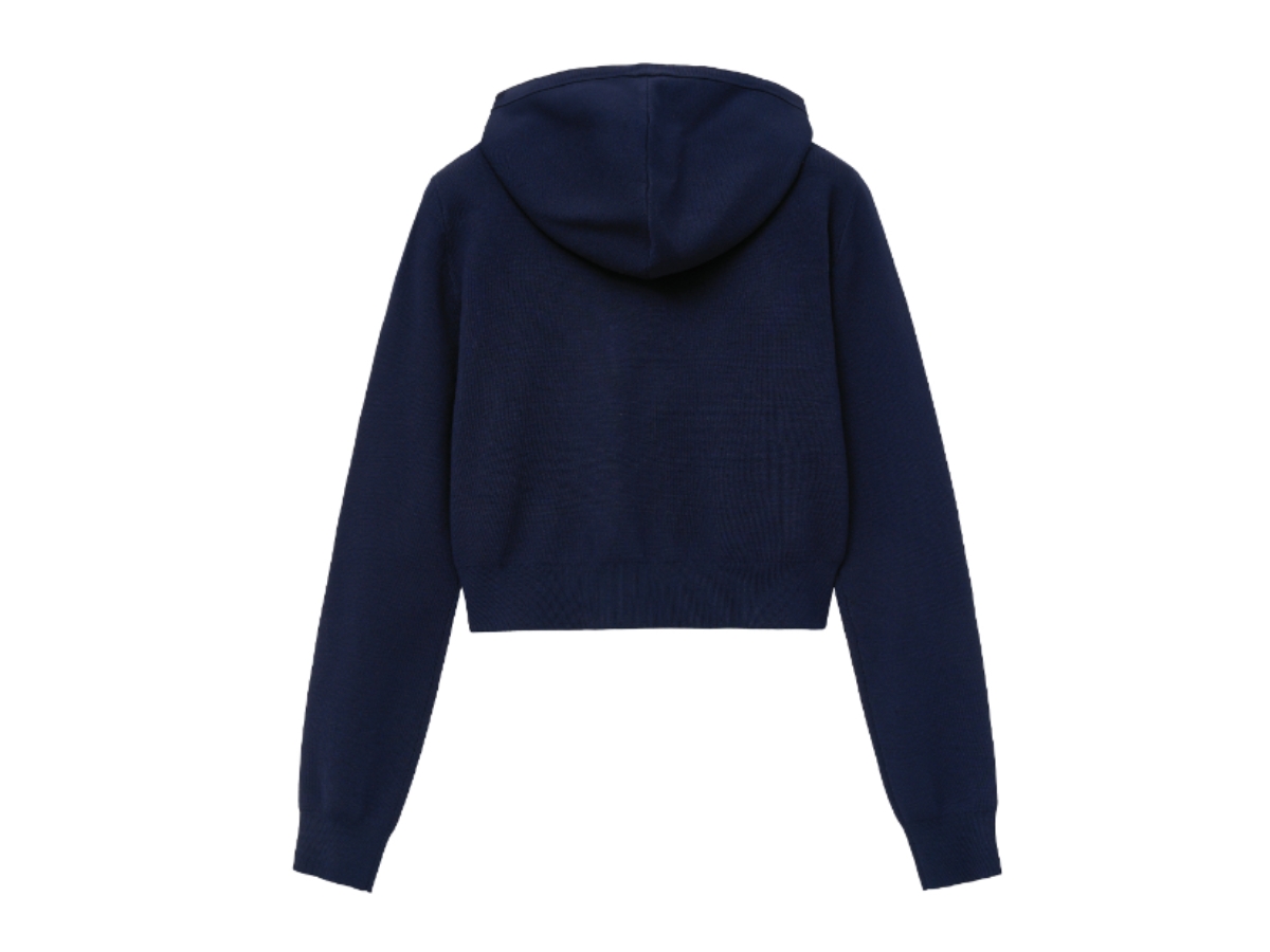 Marithe Francois Girbaud W Classic Logo Crop Knit Hoodie Zip-up Navy