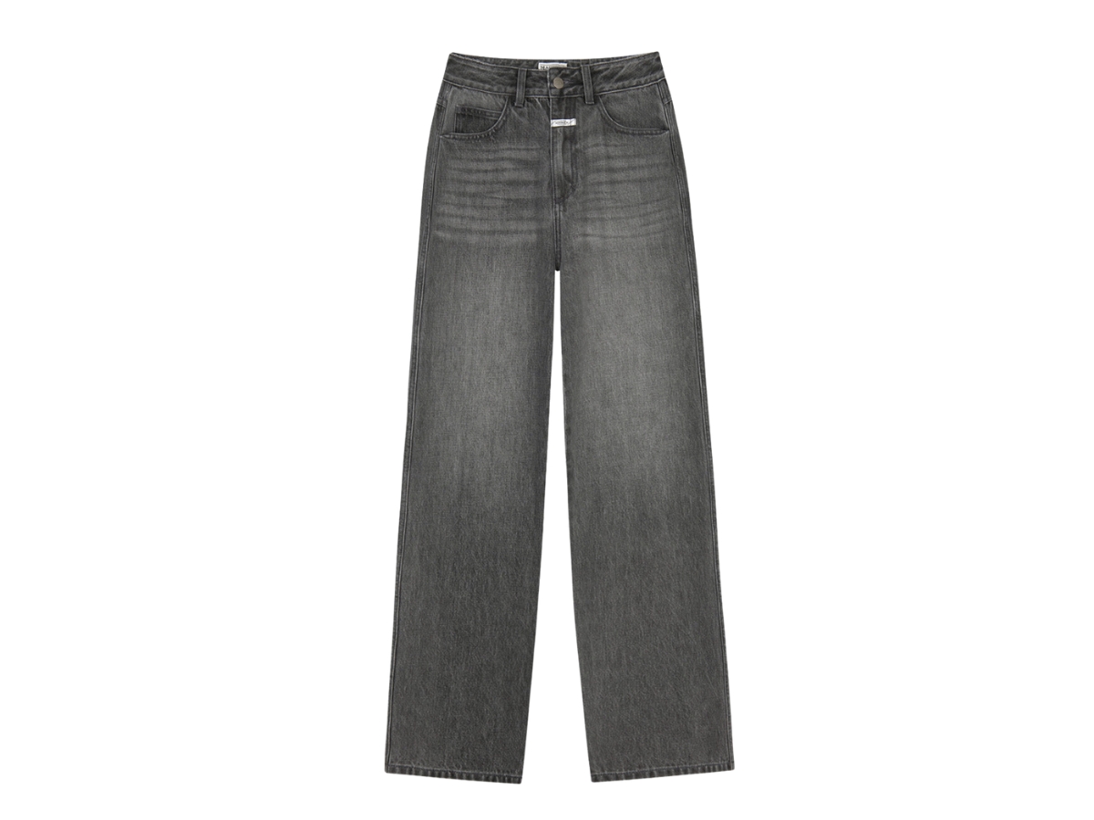 Marithe Francois Girbaud W High Straight Denim Pants Light Gray