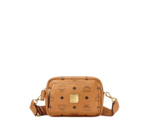 MCM Aren Crossbody X-Mini In Cognac Visetos Coated Canvas With 24k Gold-plated Metal Hardware