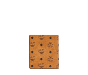MCM Bifold Card Wallet In Visetos Monogram Coated Canvas Cognac