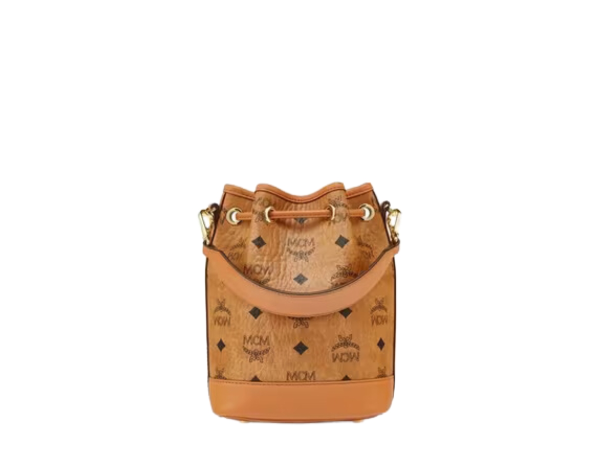 Mcm Dessau Drawstring Bag in Visetos Cognac Visetos