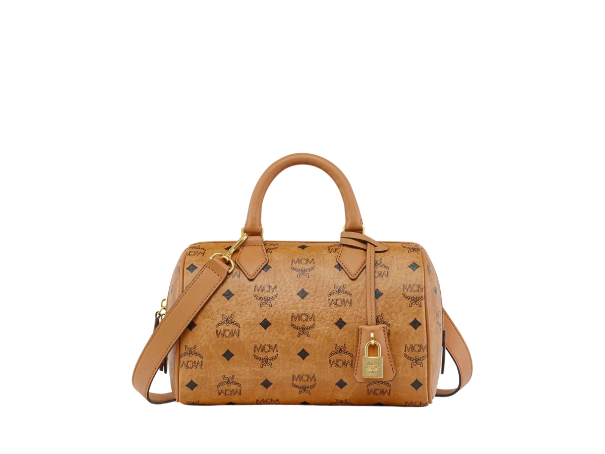MCM Ella Boston Bag In Visetos Leather With 24K Gold-Plated Metal - Main Image