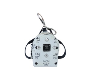 Buy MCM Studded Visetos Backpack Charm White at Sasom – Authentic and Ready to Ship