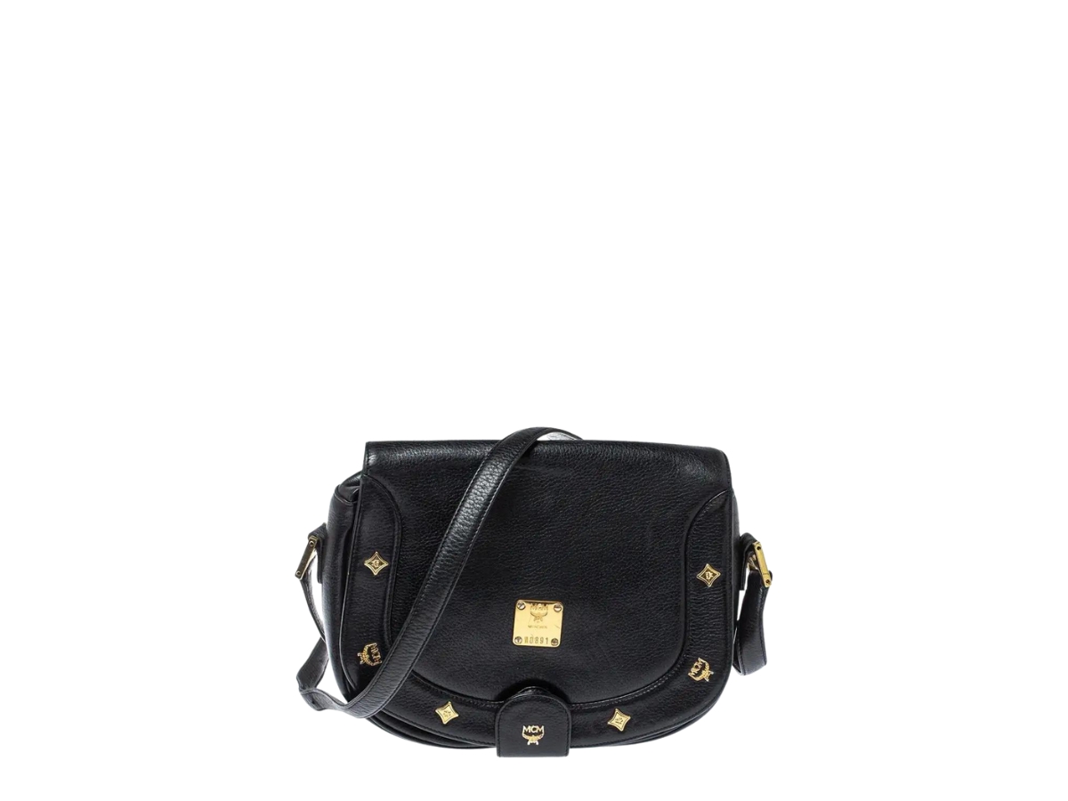 MCM Black Leather Flap Crossbody Bag