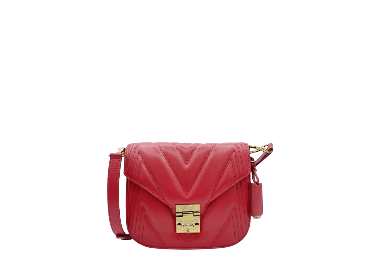 MCM Women's Red Patricia Ruby Quilted Leather Shoulder Bag