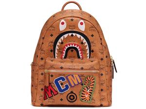 MCM X BAPE Shark Stark Backpack in Visetos