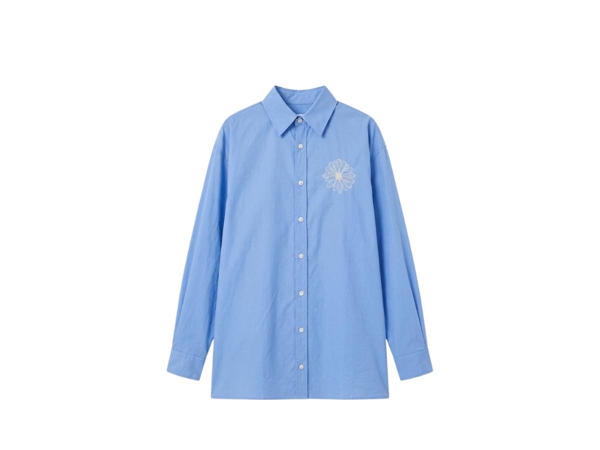 Mardi Mercredi Cotton Poplin Shirt Blue Cream (W) | ของแท้