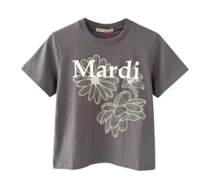 Buy Mardi Mercredi Slim Tshirt Triple Flower Charcoal Ivory at Sasom – Authentic and Ready to Ship