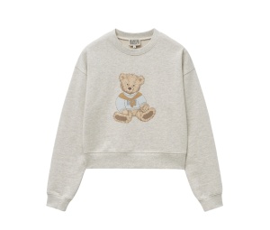 Buy Marithe Francois Girbaud W Doodle Bear Crop Sweatshirt Oatmeal at Sasom – Authentic and Ready to Ship