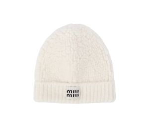 Buy Miu Miu Alpaca Beanie With Logo Label White | SASOM