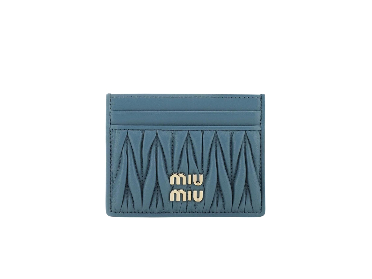 Miu Miu Card Holder In Leather With Gold-Tone Hardware Blue