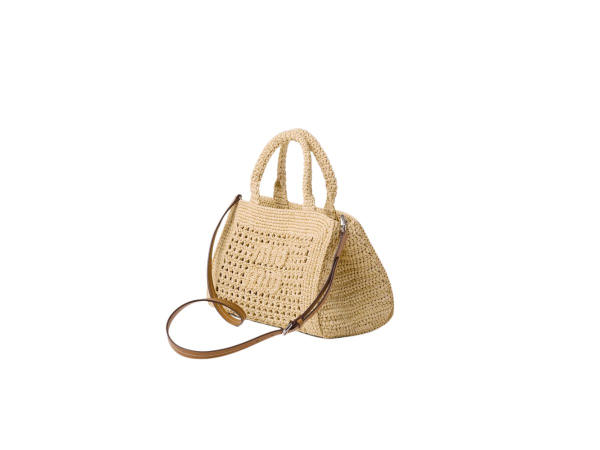 Miu Miu Crochet Handbag With Embroidered Lettering Logo And