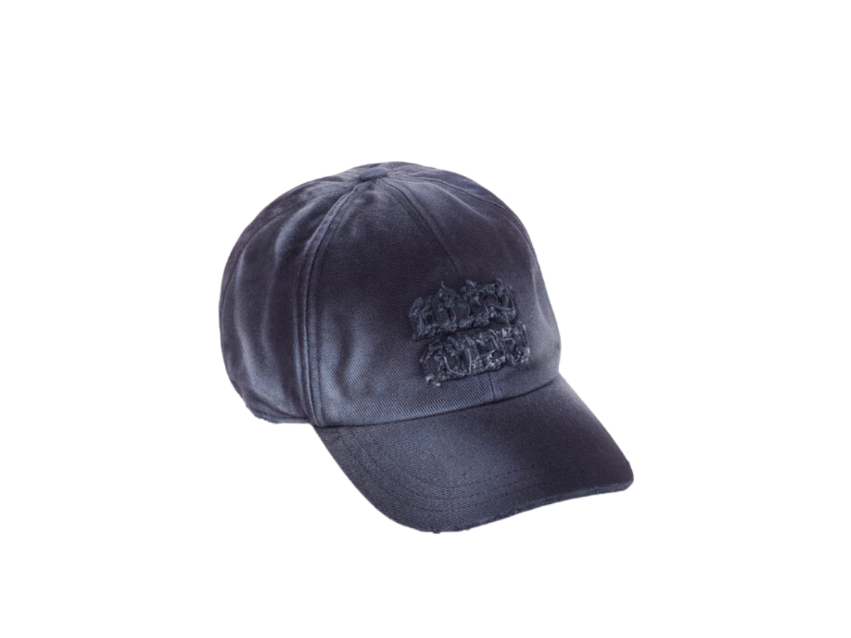 Miu Miu Embroidered Logo Baseball Hat In Navy - NWT Miu Miu Denim Baseball Cap With Embroidered Logo Patch Navy main image 2