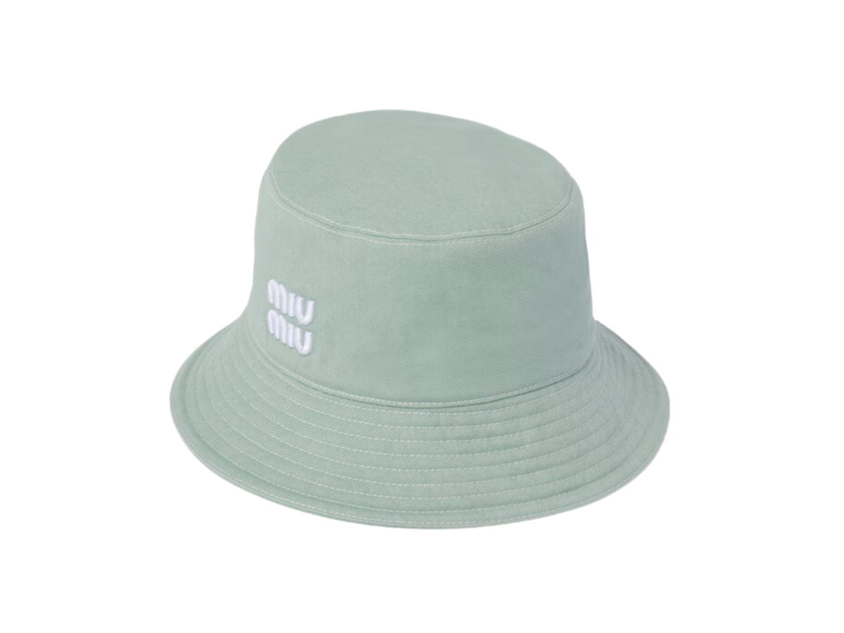Miu Miu Logo Denim Bucket Hat Size Small In White 2022 Miu Miu Denim Bucket Hat main image 4