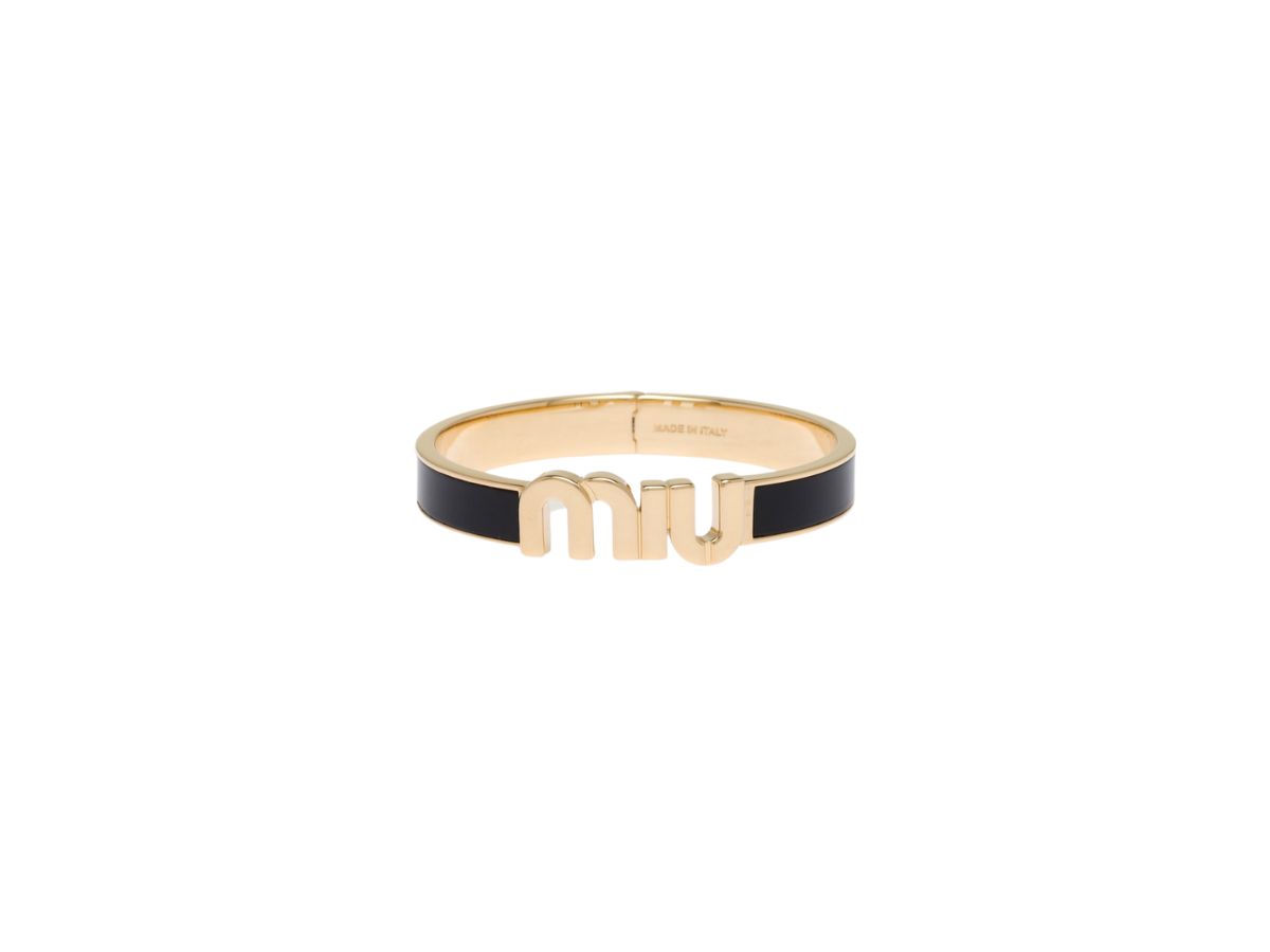 Miu Miu Enameled Metal Bracelet With Visible Logo Black