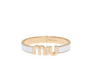 Buy Miu Miu Enameled Metal Bracelet With Visible Logo White at Sasom – Authentic and Ready to Ship