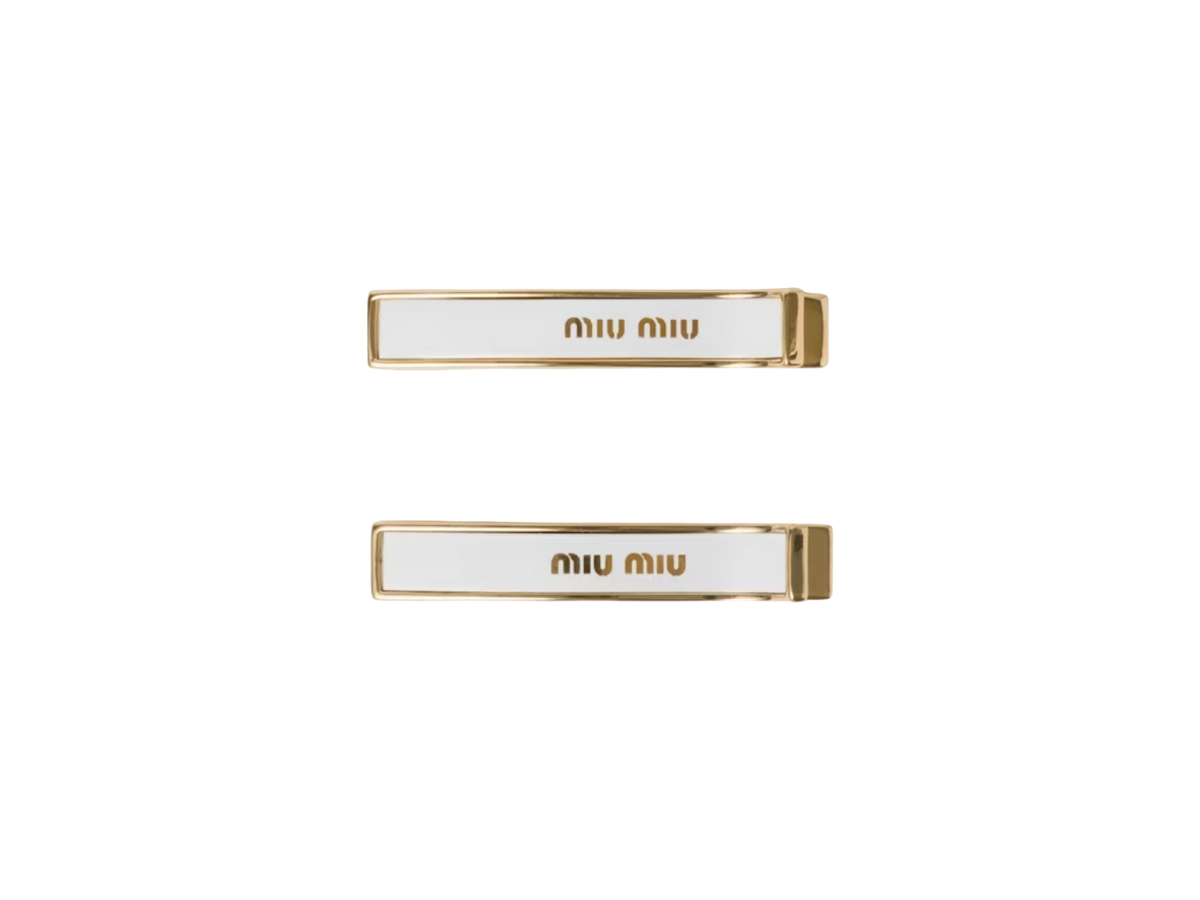 Buy Miu Miu Enameled Metal Hair Clips White | SASOM
