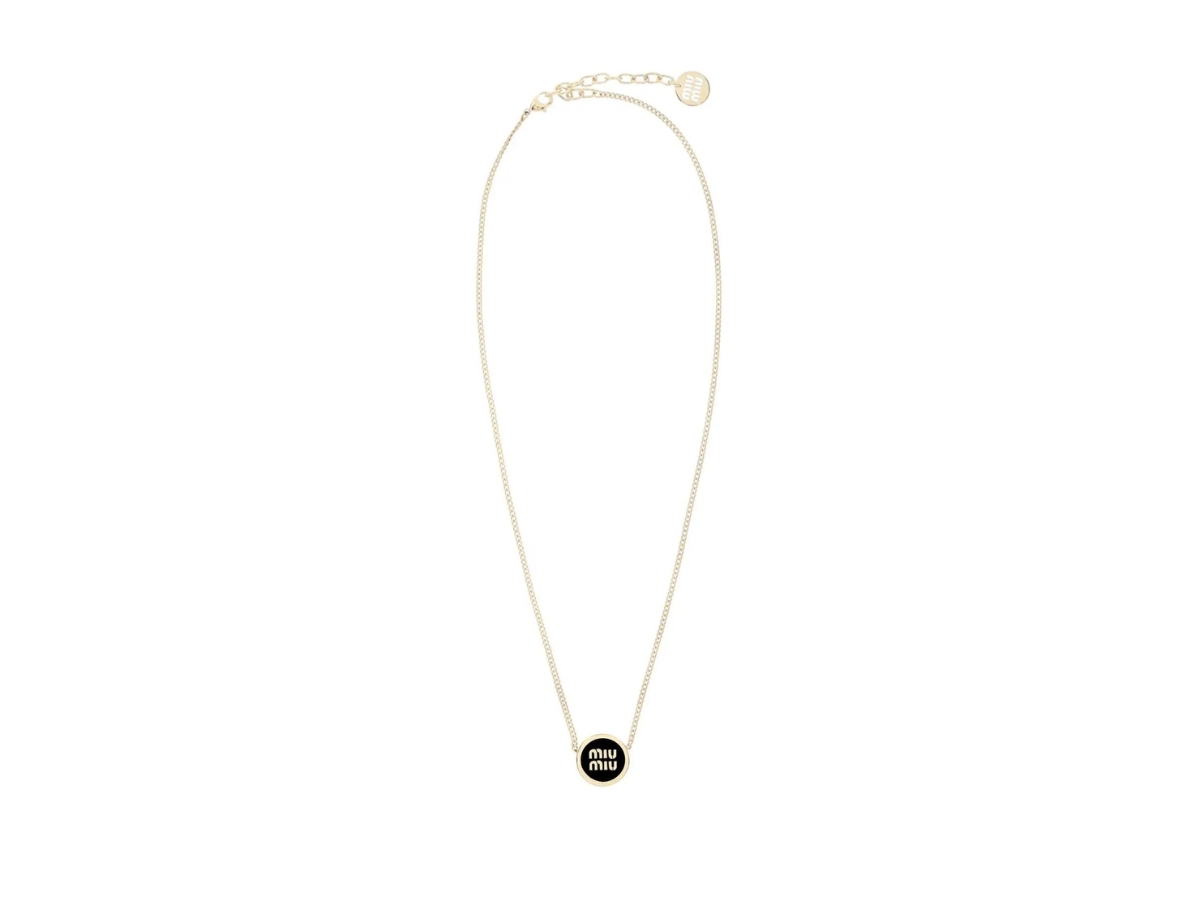 Miu Miu Enameled Metal Necklace In Metal Hardware Black