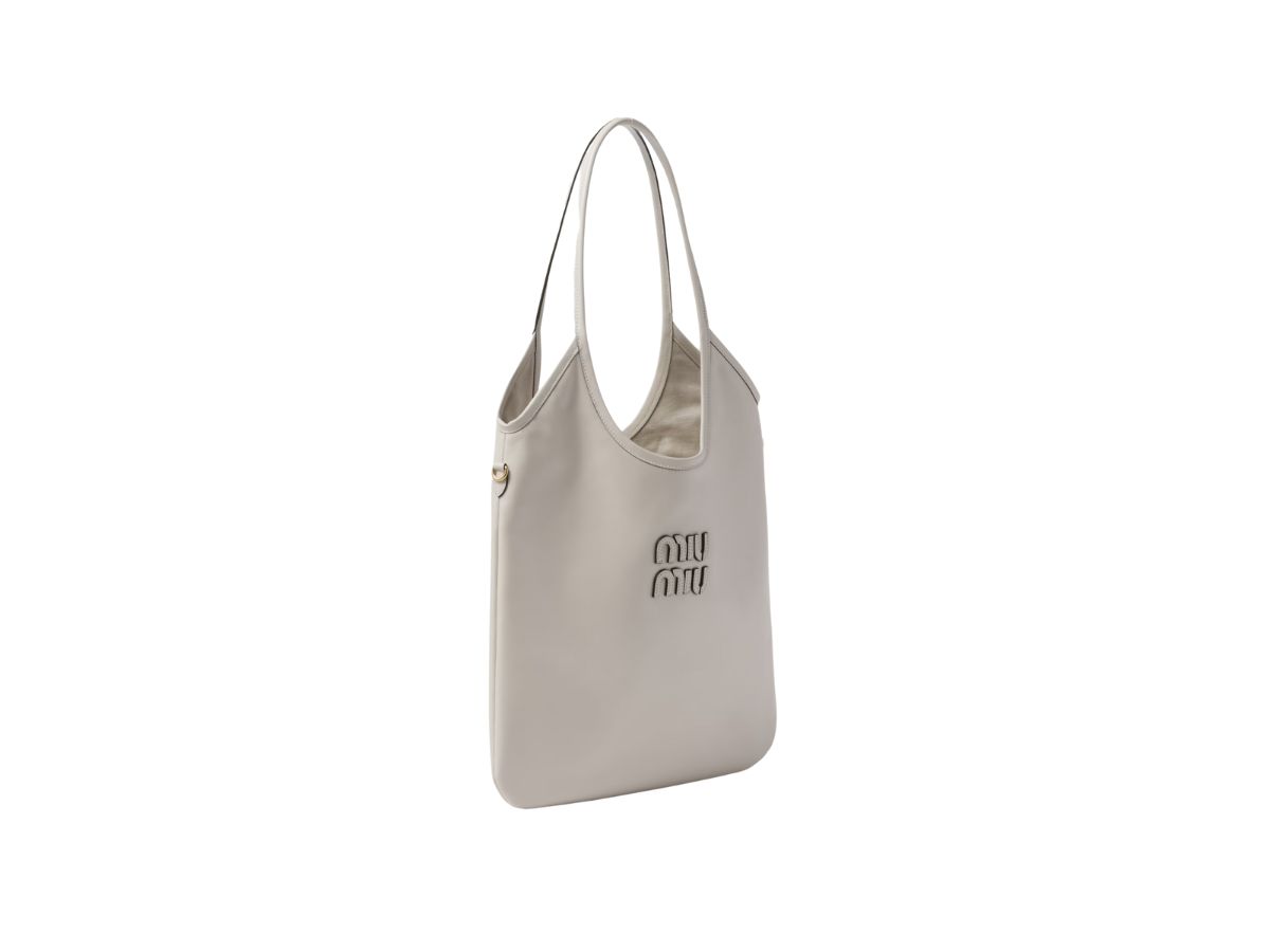 Miu Miu Ivy Leather Bag With Leather Lettering Logo And Gold